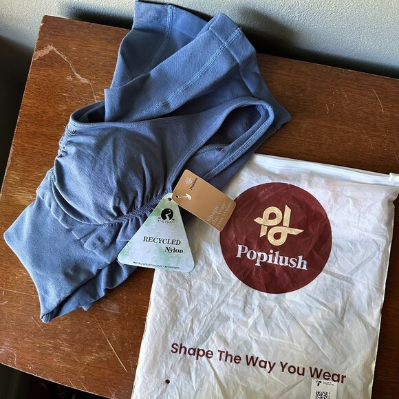 POPILUSH {NWT} The Shapewear Romper | Small | dusty blue | workout jumpsuit - Picture 2 of 11